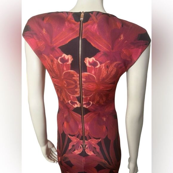 Ted Baker NWOT Stunning Kaleidoscope Jungle Orchid Midi Sheath Dress Size 2 - Picture 6 of 8
